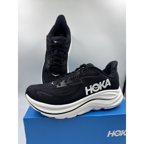 Hoka One One Clifton 9D Sneakers Running, Walking Black Mesh 1162030 BWHT - Picture 1 of 16